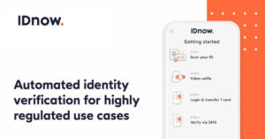 IDnow. Automated identity, verification for highly regulated use cases. Phone with the 4 steps explained