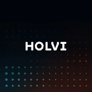 IDnow. Holvi case study logo with dark blue background