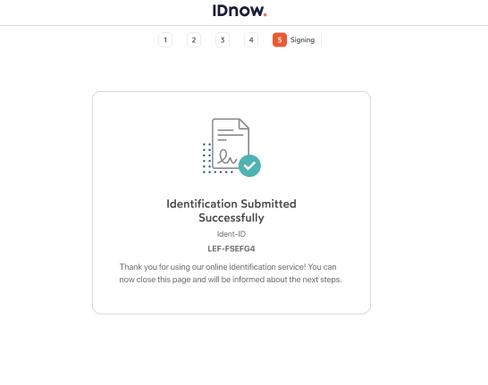 Identification submitted successfully